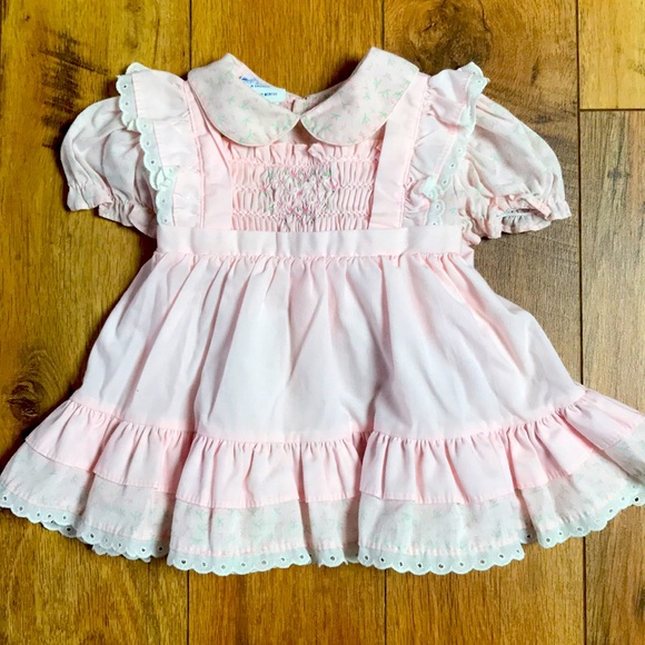 Vintage Polly Flinders Apron Smocked Floral Dress - Picture 2 of 6